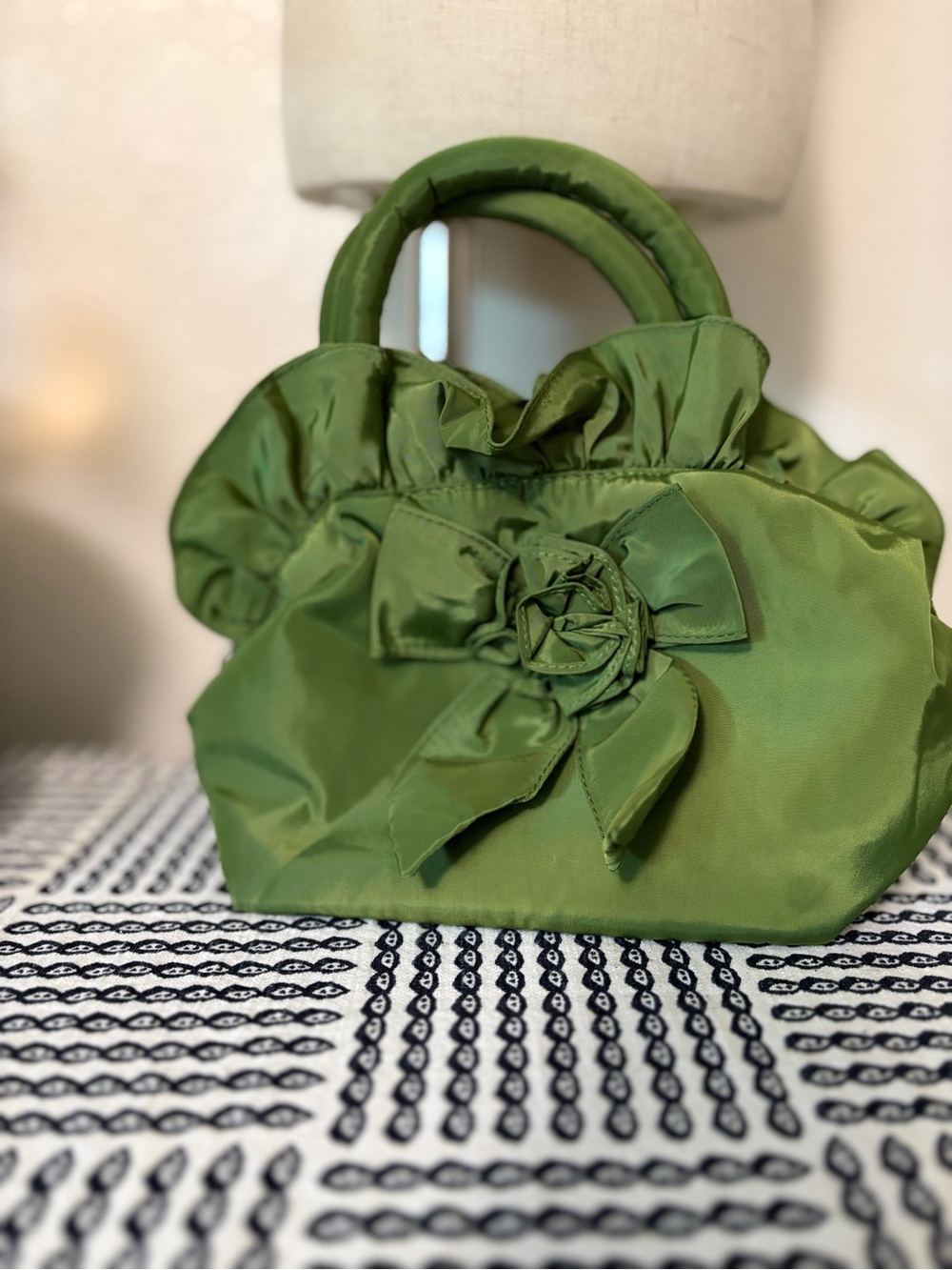 Green Floral Accent Handbag - Women Bags